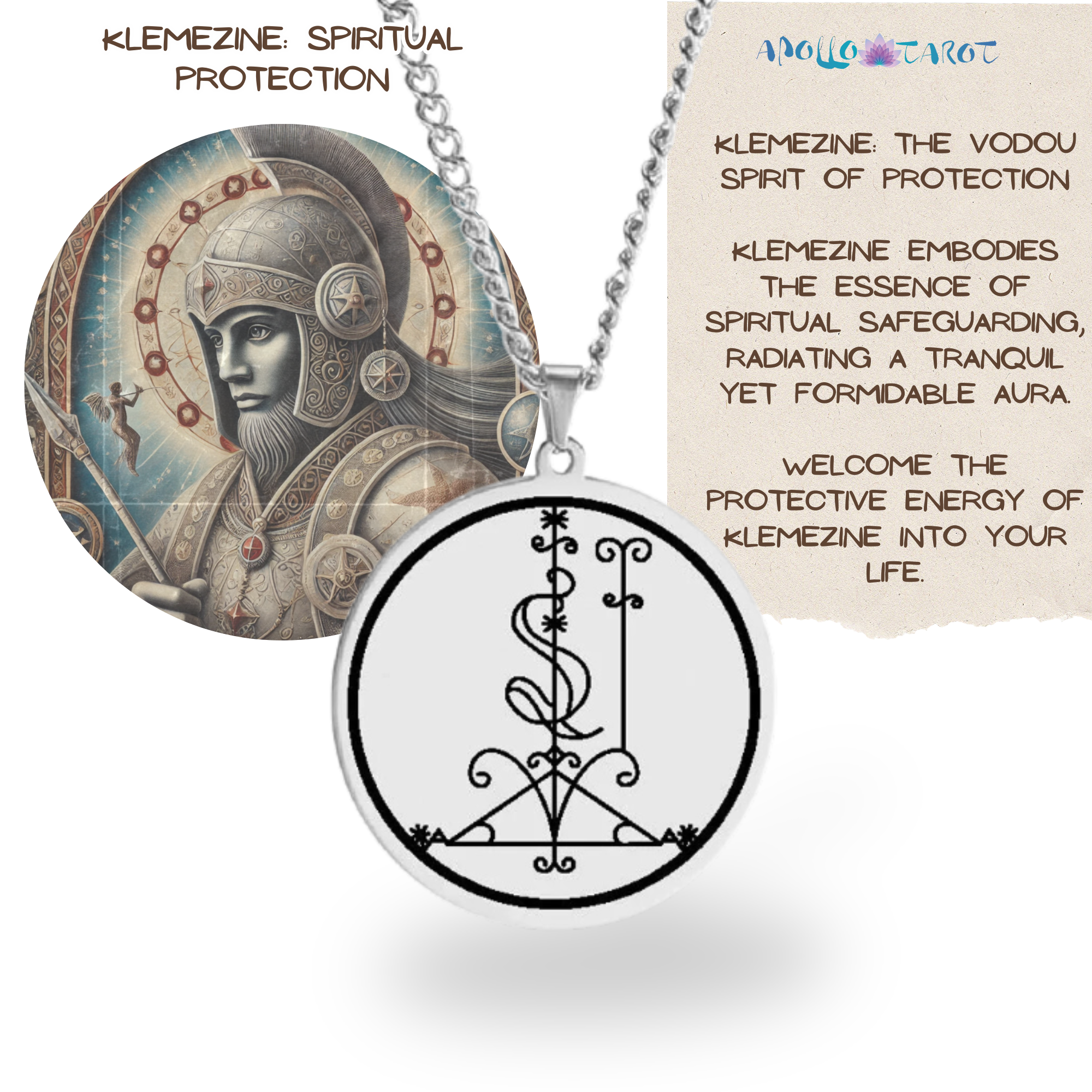 Silver Voodoo Veve Symbols Necklace • Afro-Caribbean Vodou Jewelry Loa Amulet - Picture 24 of 28