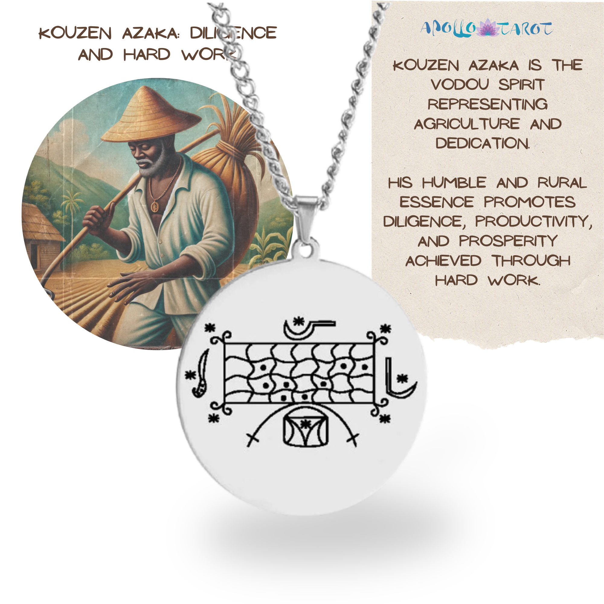 Silver Voodoo Veve Symbols Necklace • Afro-Caribbean Vodou Jewelry Loa Amulet - Picture 27 of 28