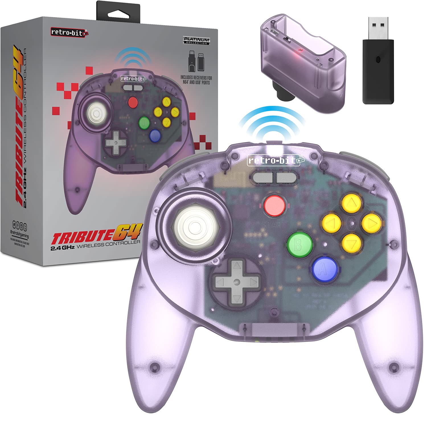 Retro-Bit Tribute 64 2.4Ghz Wireless Controller for Nintendo
