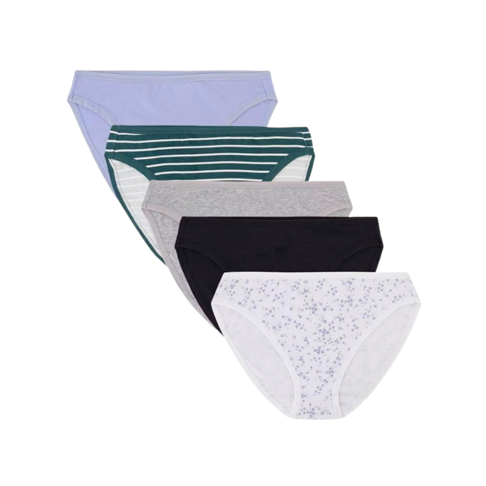 GapBody Women’s 5-Pack Organic Cotton Stretch Bikini Panties Fashion Pack – NEW