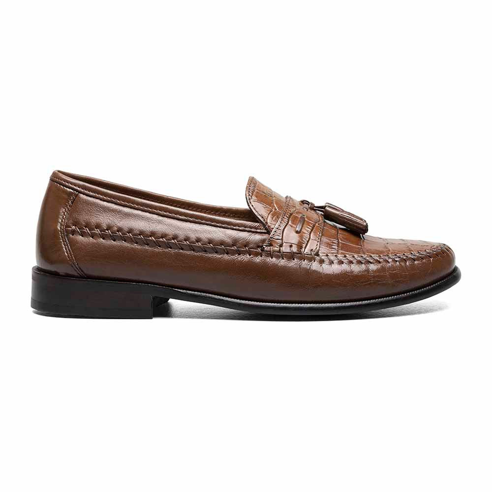 Florsheim Pisa Cognac Croco Print Leather Moc Toe Tassel 