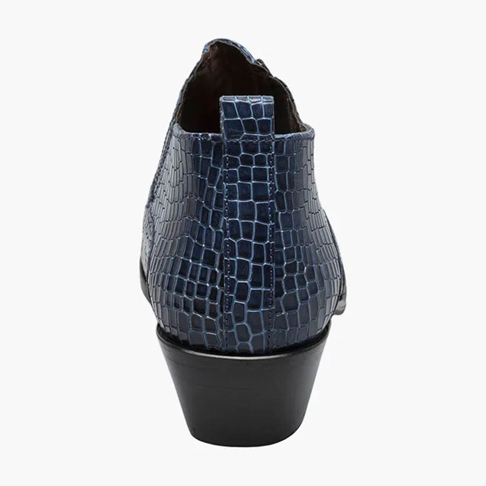 Stacy Adams Sandovan Navy Croco Print Leather Cuban Heeled 