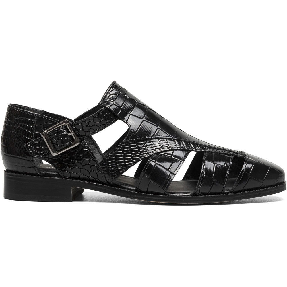 Stacy Adams Calandro Black Croco/Lizard Print Leather City 