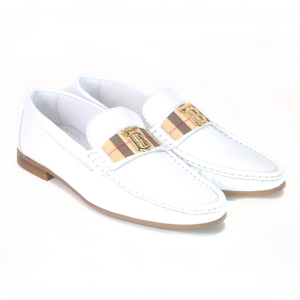Sigotto Uomo White Plaid Soft Leather Dress Shoes with B logo - Picture 25 of 30