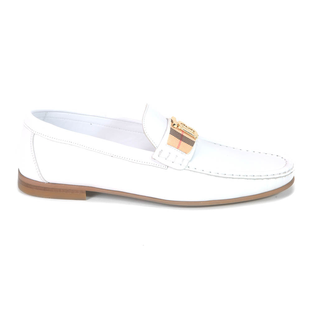Sigotto Uomo White Plaid Soft Leather Dress Shoes with B logo - Picture 27 of 30