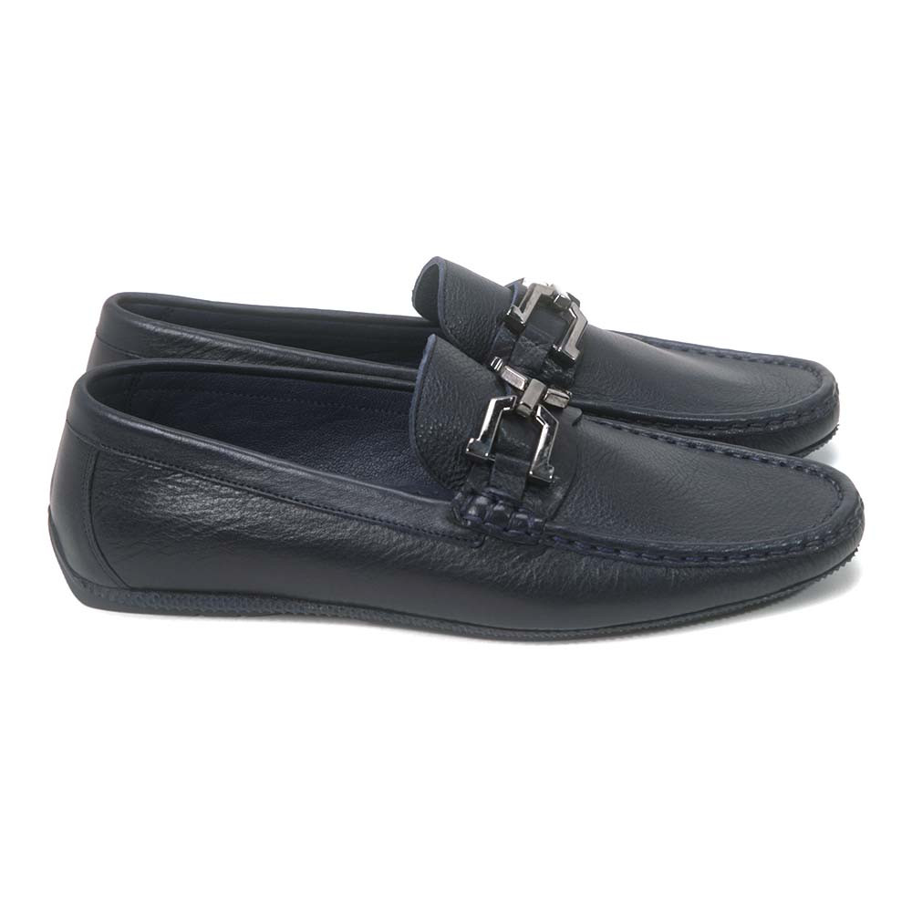 Sigotto Uomo Navy Blue Leather Slip-on Loafer | eBay