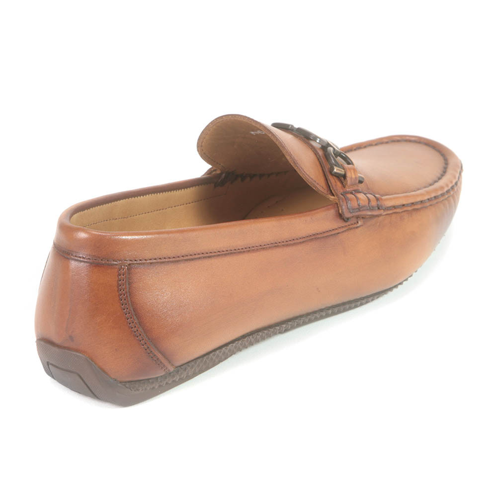 Sigotto Uomo Tan Soft Leather Driving Loafer with V Logo - Picture 15 of 30