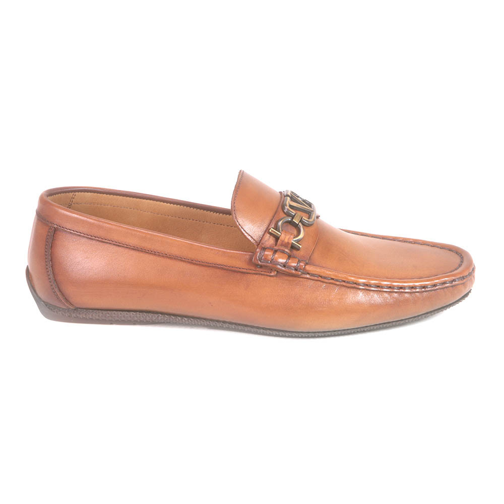 Sigotto Uomo Tan Soft Leather Driving Loafer with V Logo - Picture 14 of 30