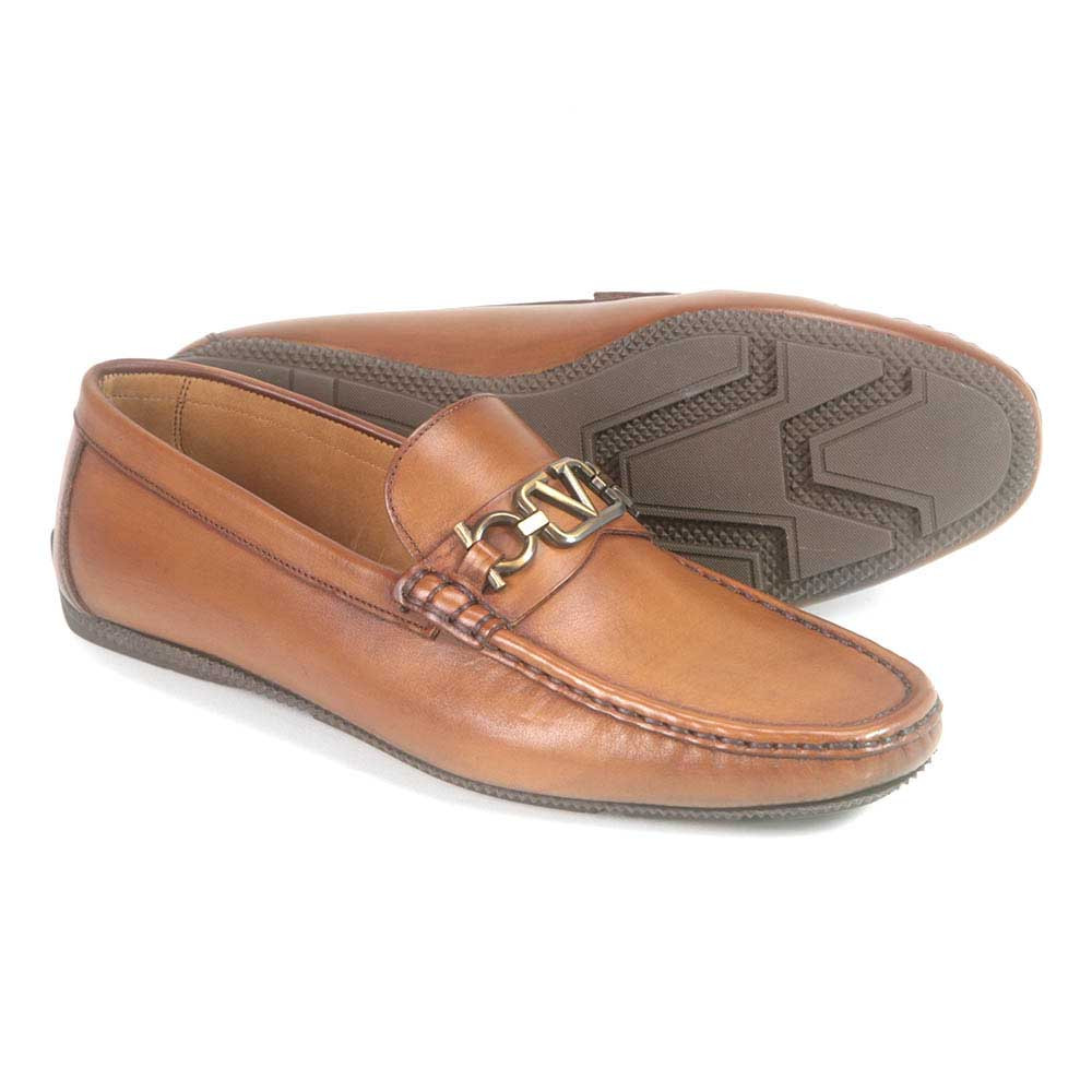 Sigotto Uomo Tan Soft Leather Driving Loafer with V Logo - Picture 24 of 30