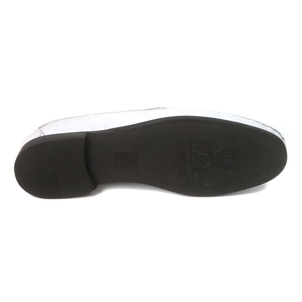 Sigotto Uomo White Grain Leather Bit Loafer with Leather Sole - Picture 16 of 20