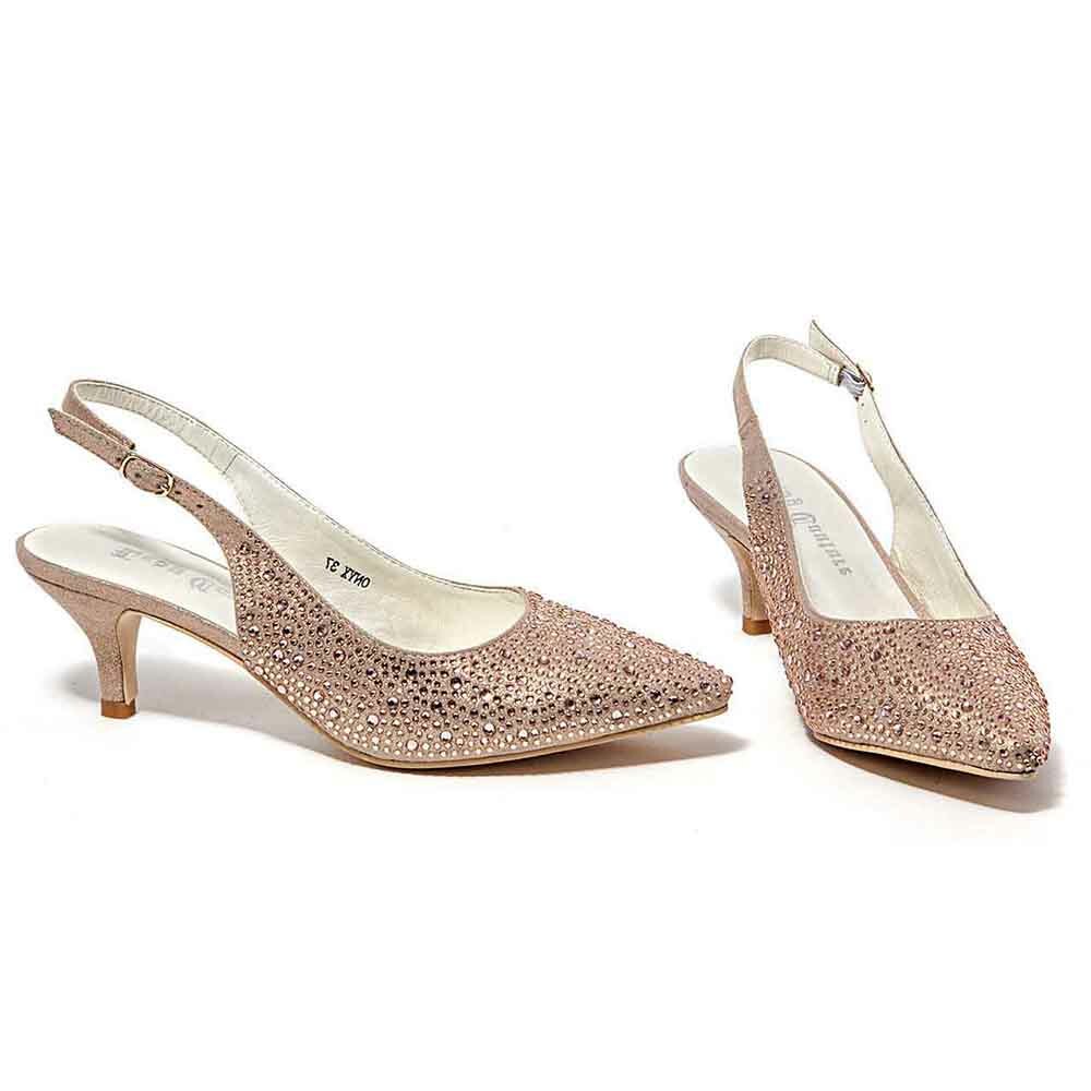 Lady Couture Onyx Champagne Jeweled Fabric Heels - Picture 3 of 3