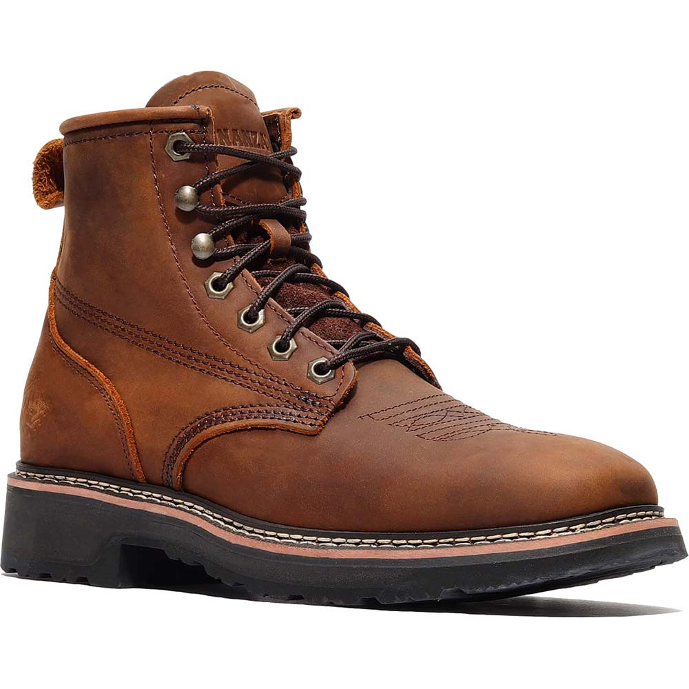 Bonanza Rancher GRIT 6" Crazy Brown Square Toe Lacer Boots - Picture 10 of 10