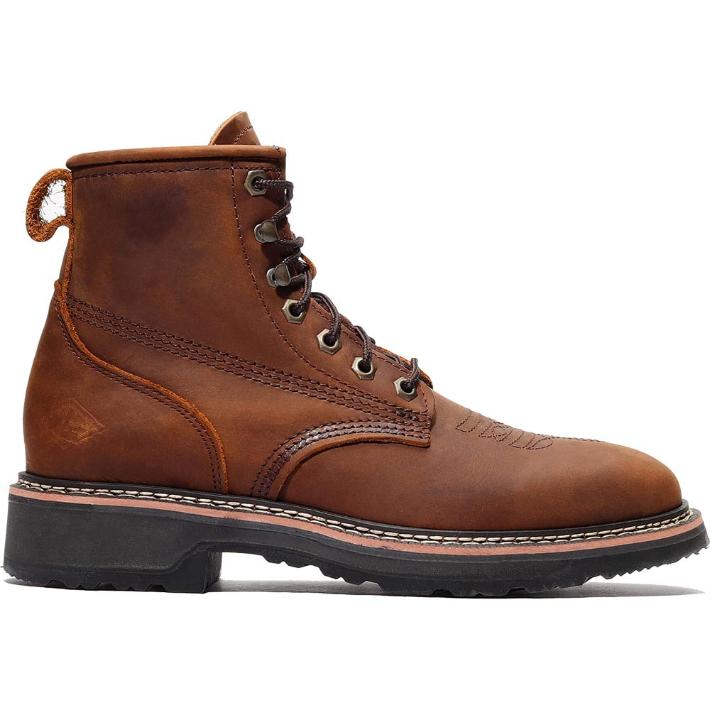 Bonanza Rancher GRIT 6" Crazy Brown Square Toe Lacer Boots - Picture 6 of 10