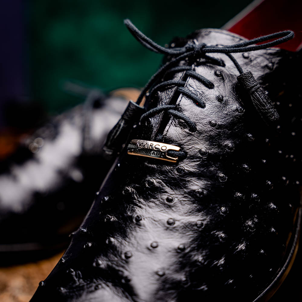 Criss Herren Schwarz Vollschaft Straußenhaut Oxford Schuhe | Marco Di Milano - Bild 15 von 16