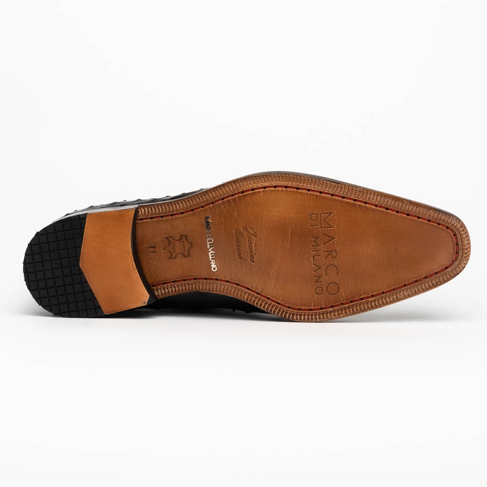 Criss Herren Schwarz Vollschaft Straußenhaut Oxford Schuhe | Marco Di Milano - Bild 10 von 16