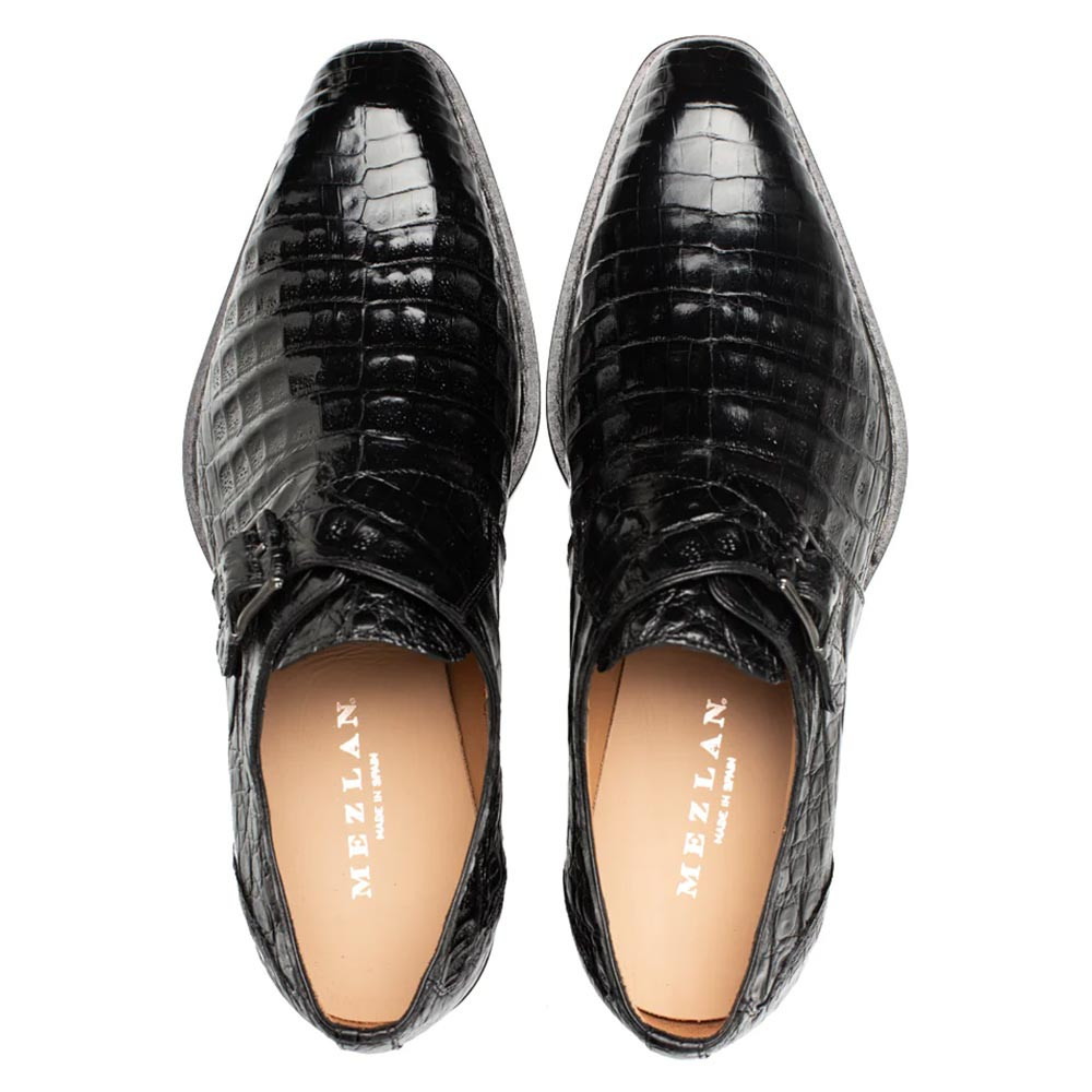 Mezlan Gigolo Black Crocodile Single Monk-Strap Loafers | eBay