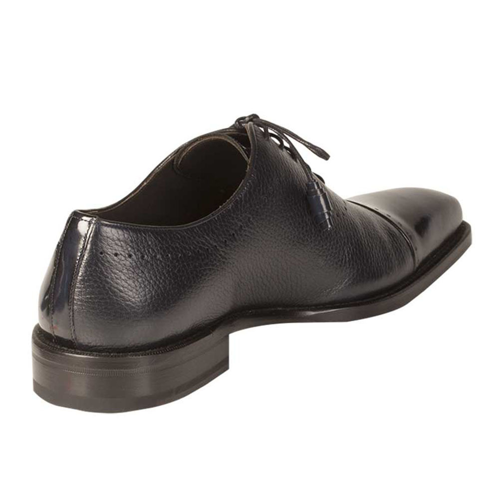 Oxford Mezlan Postdam piel de becerro cordobés europea negra y piel de ciervo suave para hombre - Imagen 12 de 16