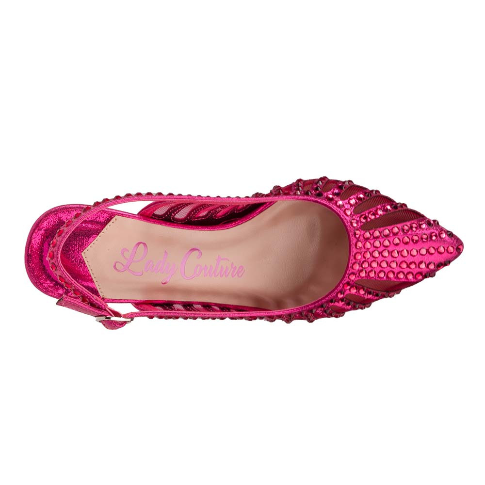 Lady Couture Rosita Fuchsia Mesh Strass Slingback mit 2" Absatz - Bild 8 von 40