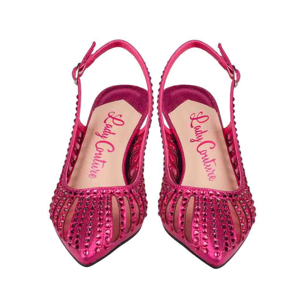 Lady Couture Rosita Fuchsia Mesh Strass Slingback mit 2" Absatz - Bild 23 von 40