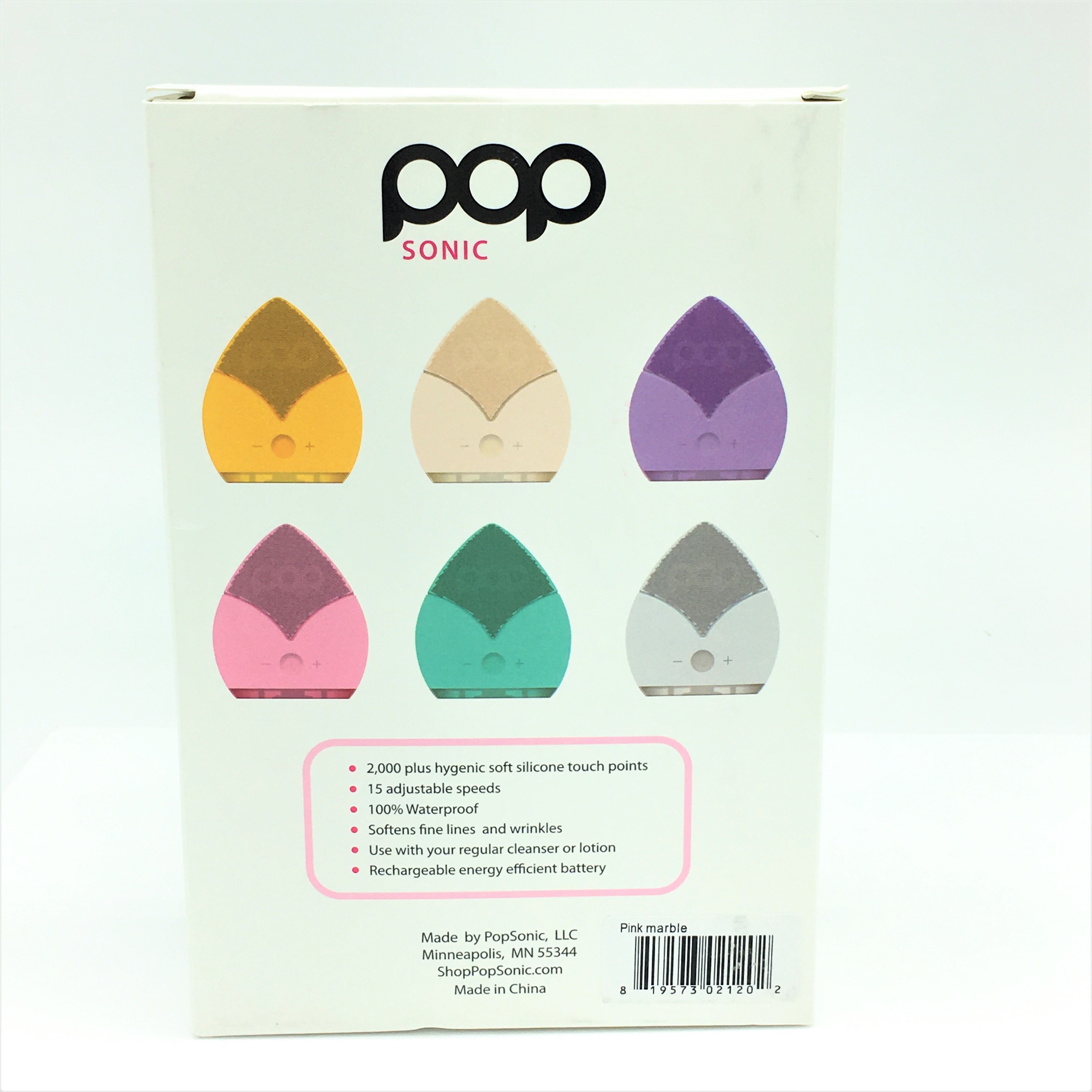 PopSonic Leaf Sonic Facial Cleansing Device Pink Marble 819573021202