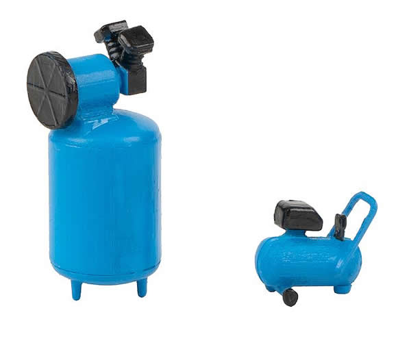 Faller 180977 HO Scale Workshop Air Compressors -- 2 Different Styles (blue)