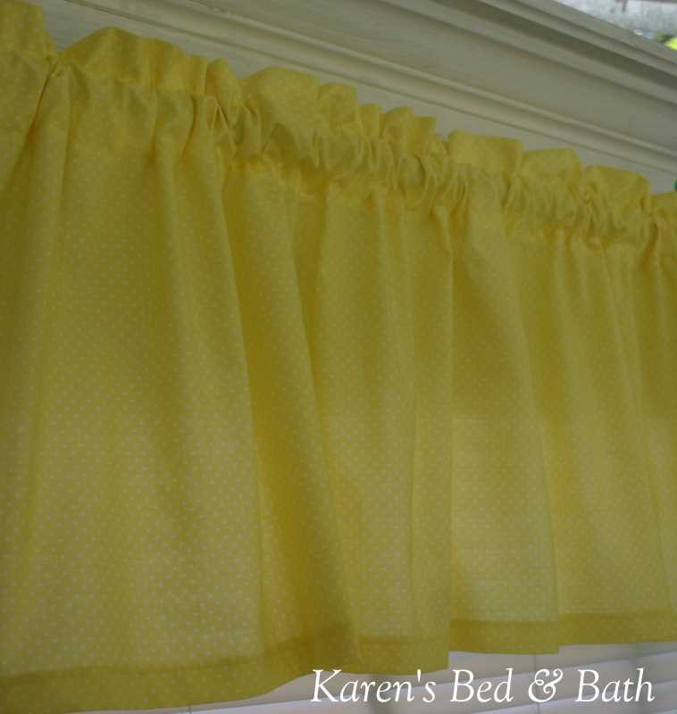 Yellow White Polka Dots Mini Dot Handcrafted Custom Sewn Curtain