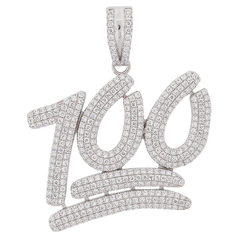 14k White Gold Finish 925 Silver Keep It 100 Emoji Pendant Iced Out 14k White Gold Finish 925 Silver Keep It 100 Emoji Pendant Iced Out Hip Hop New