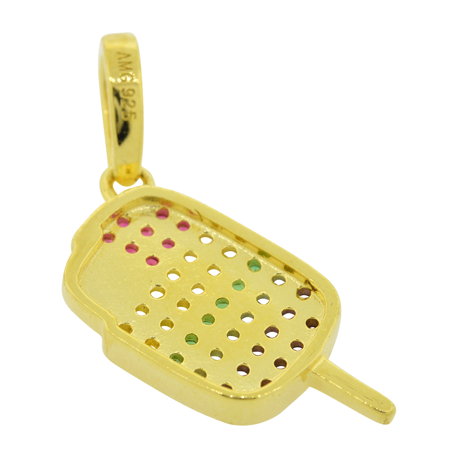 14k Gold Finish .925 Silver Simulated Diamond Rainbow Ice ...