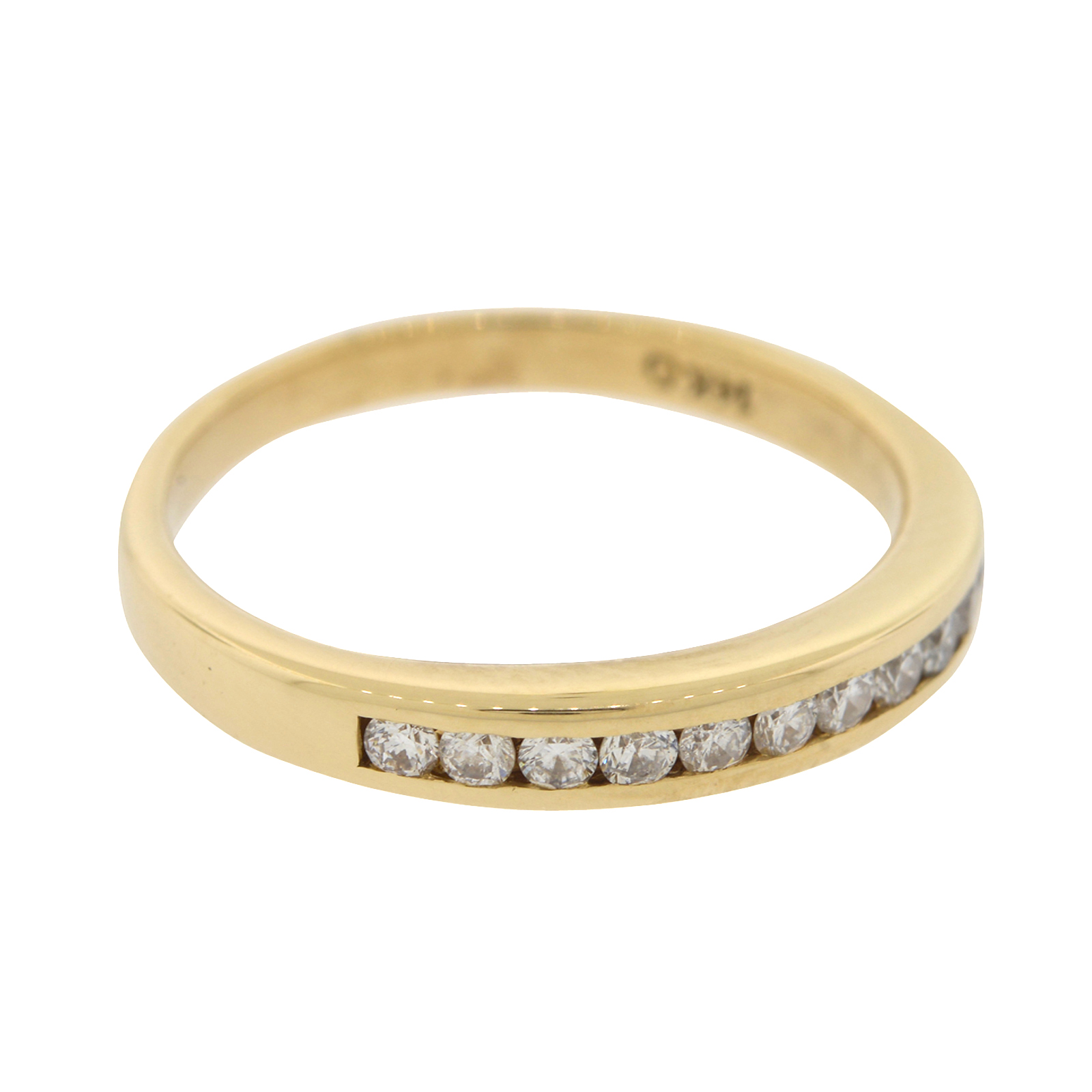 14K Yellow Gold Genuine Diamond Wedding Band Channel Set