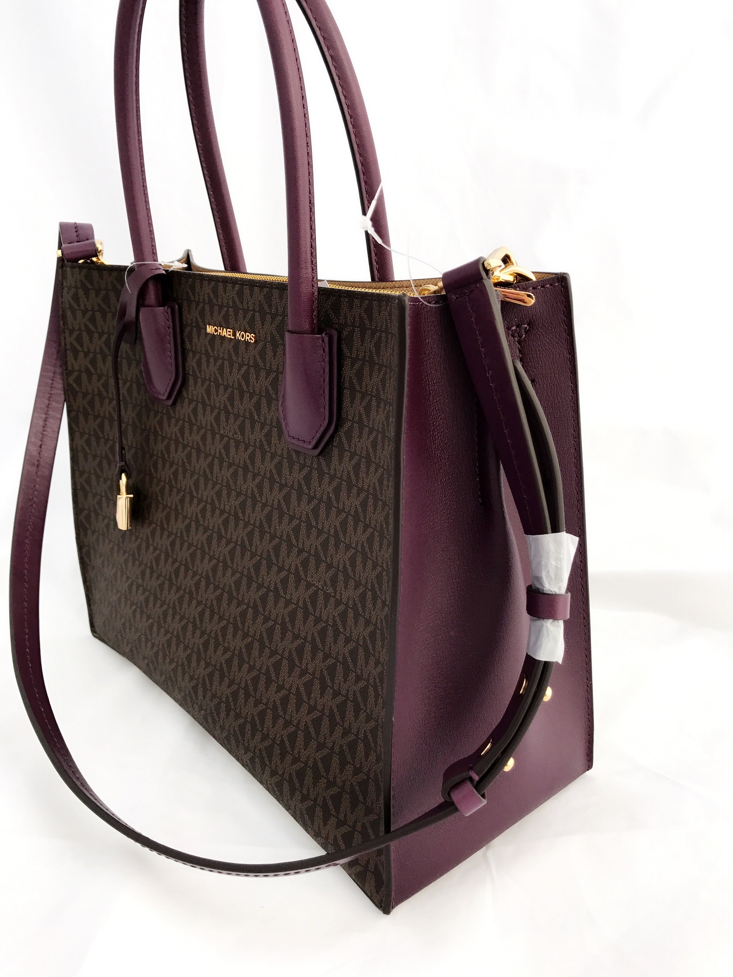 Michael Kors Mercer Studio Large Convertible Tote Brown Mk Damson Our Guarantee