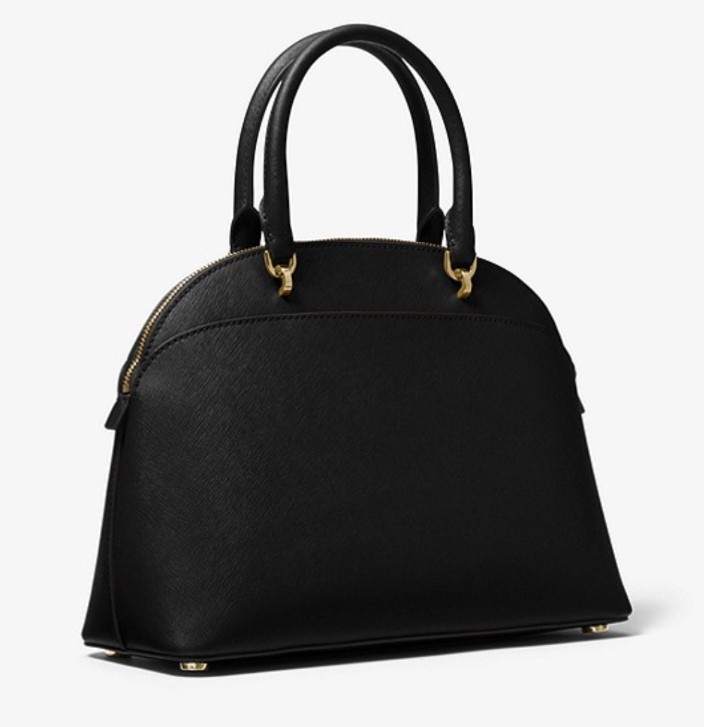 Michael Kors Emmy Large Cindy Dome Satchel Bag Black Saffiano