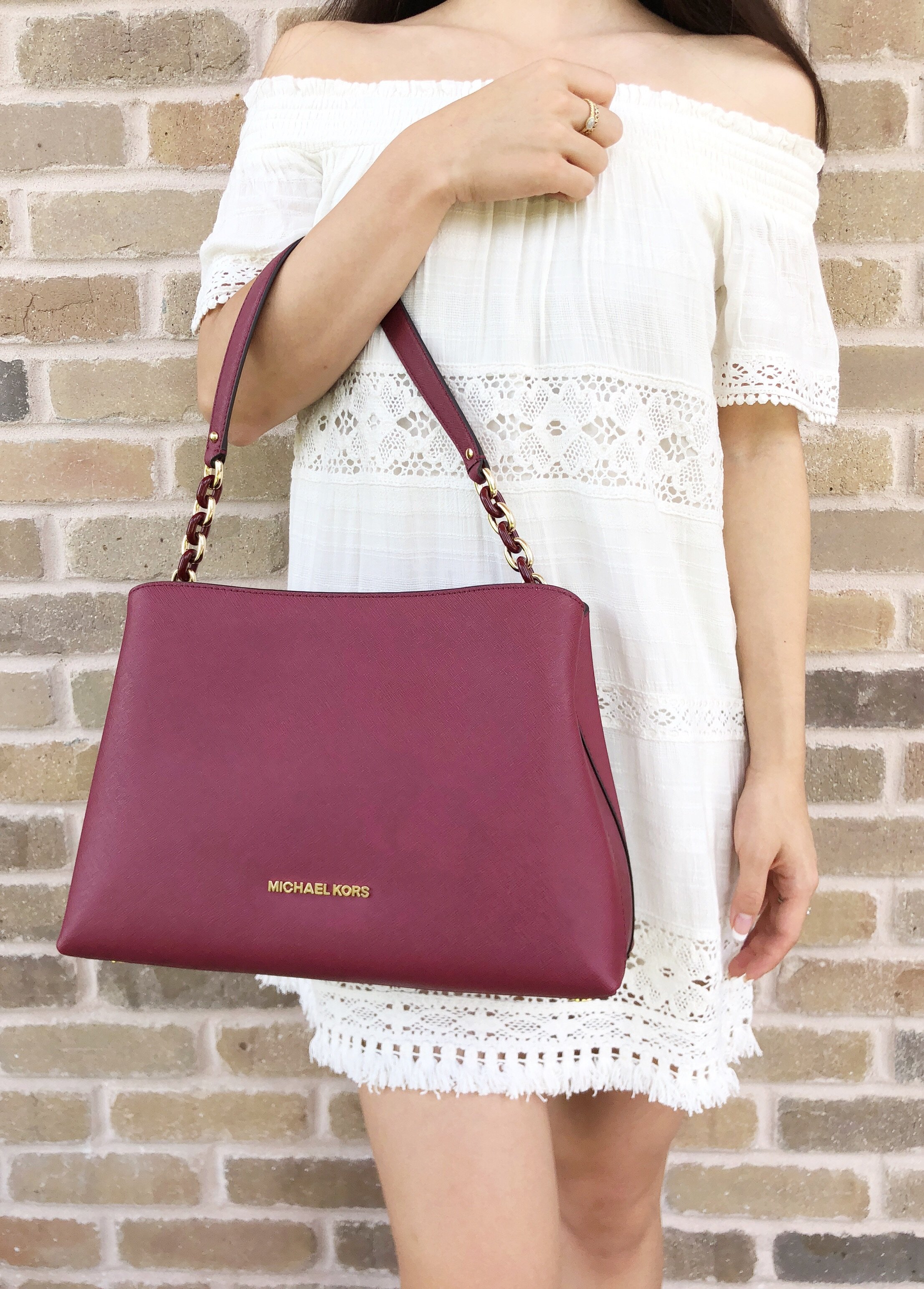 Michael Kors Sofia Portia Large East West Satchel Crossbody Mulberry Adjule Detachable Strap With 19 22 Gold Hardware
