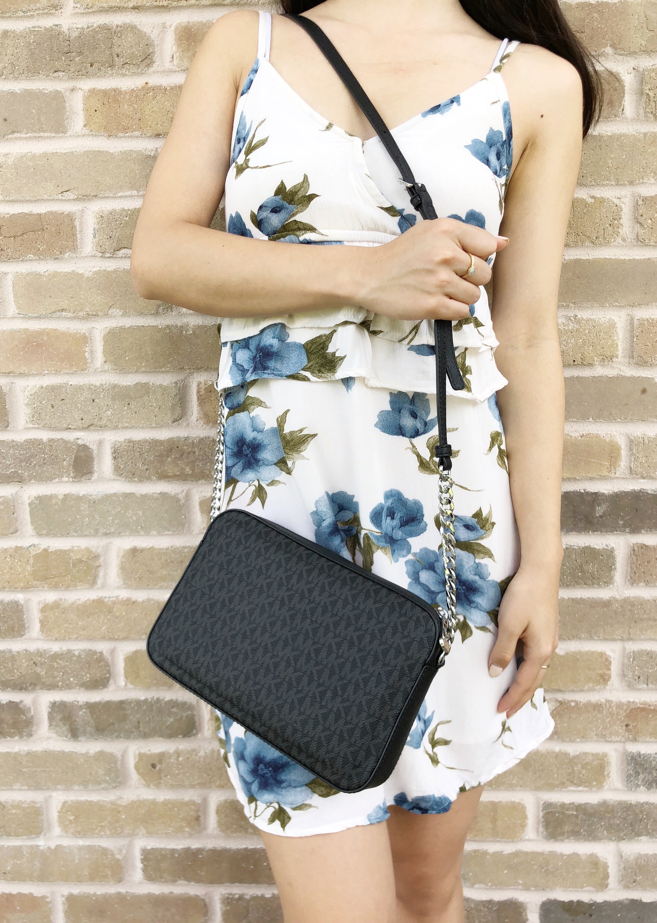 Michael Kors Jet Set Large East West Crossbody Black MK Signature