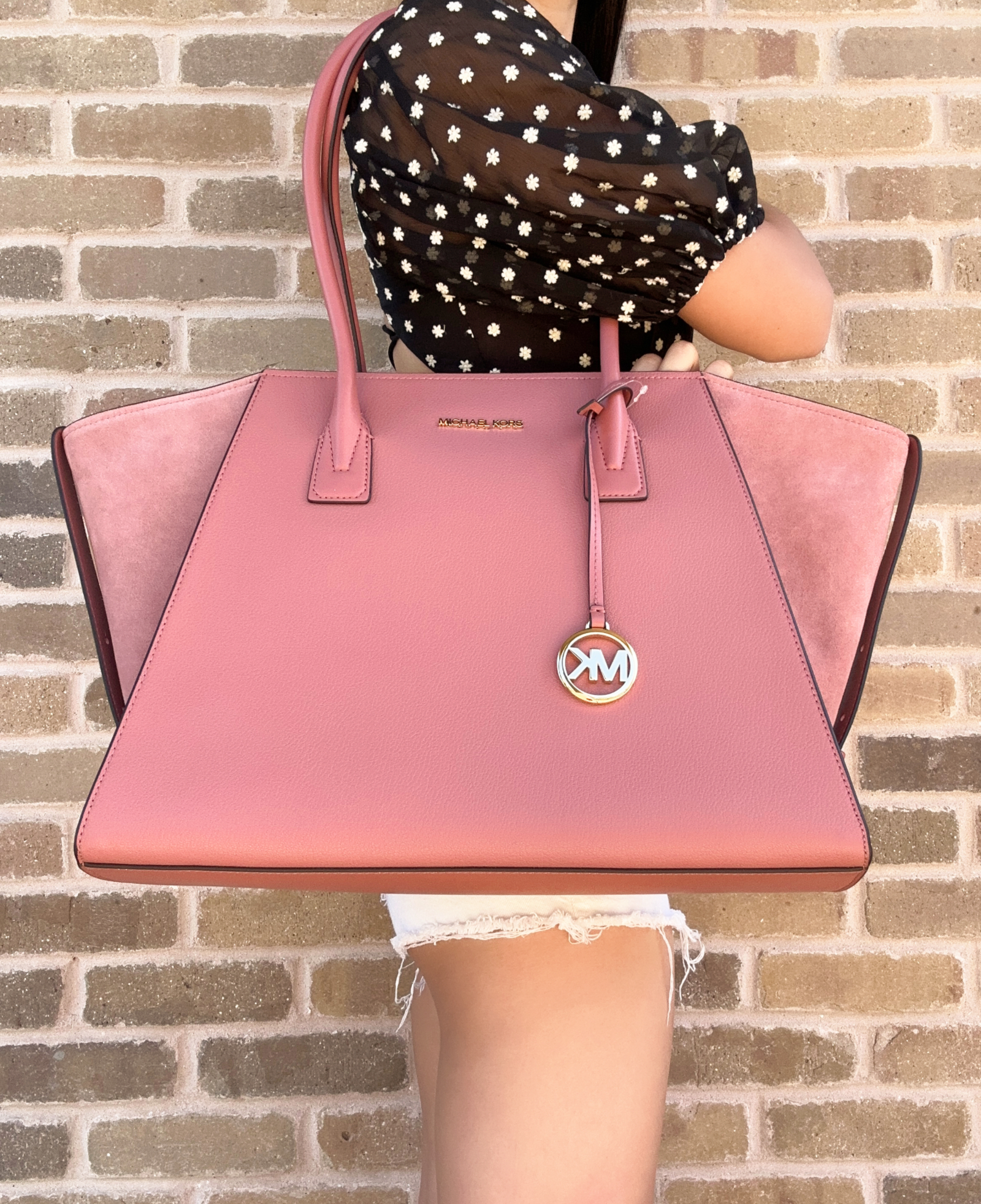Michael Kors Avril XL Large Shoulder Bag Top Zip Tote Rose Pink