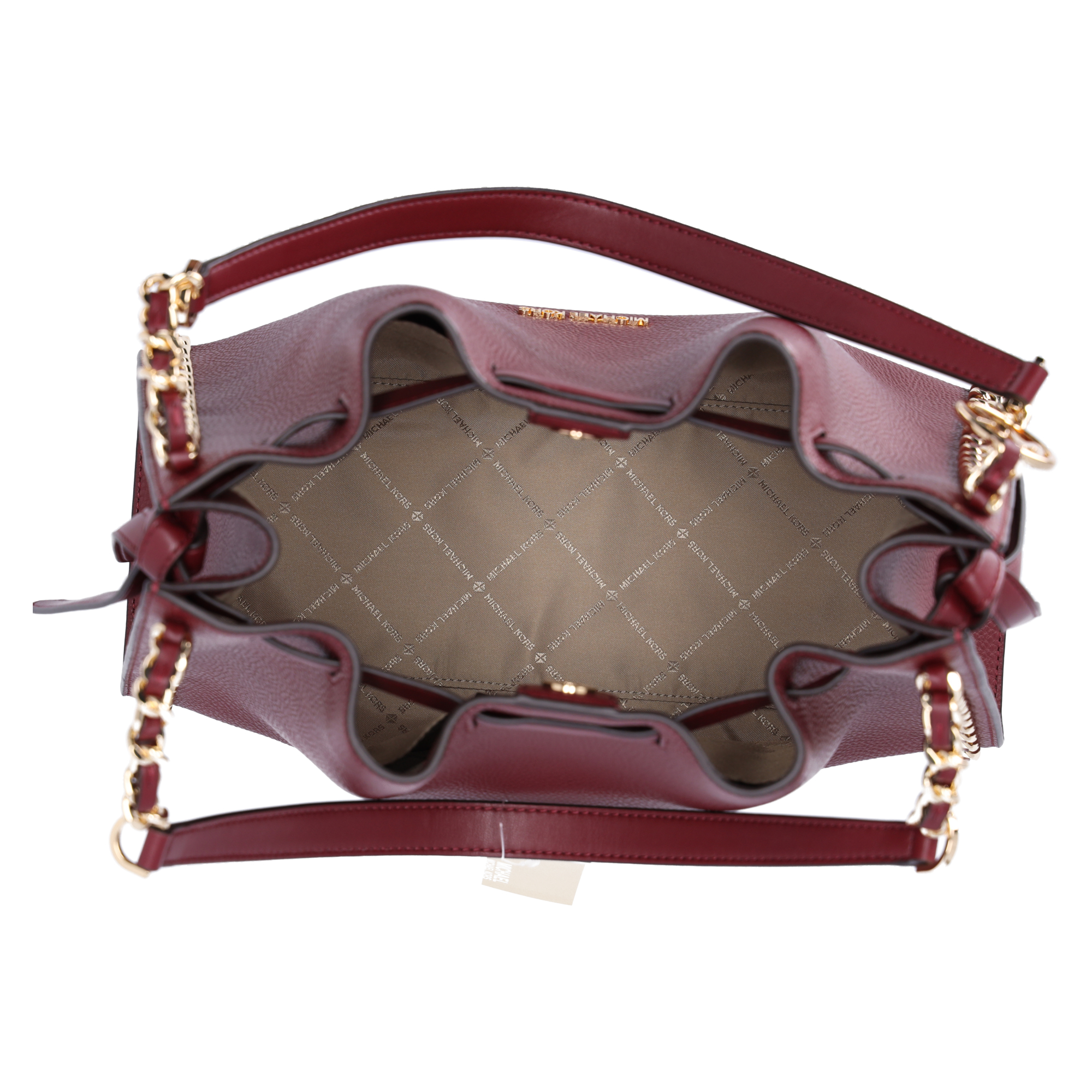Michael Kors Mina Large Chain Shoulder Bag Hobo Tote Dark Cherry