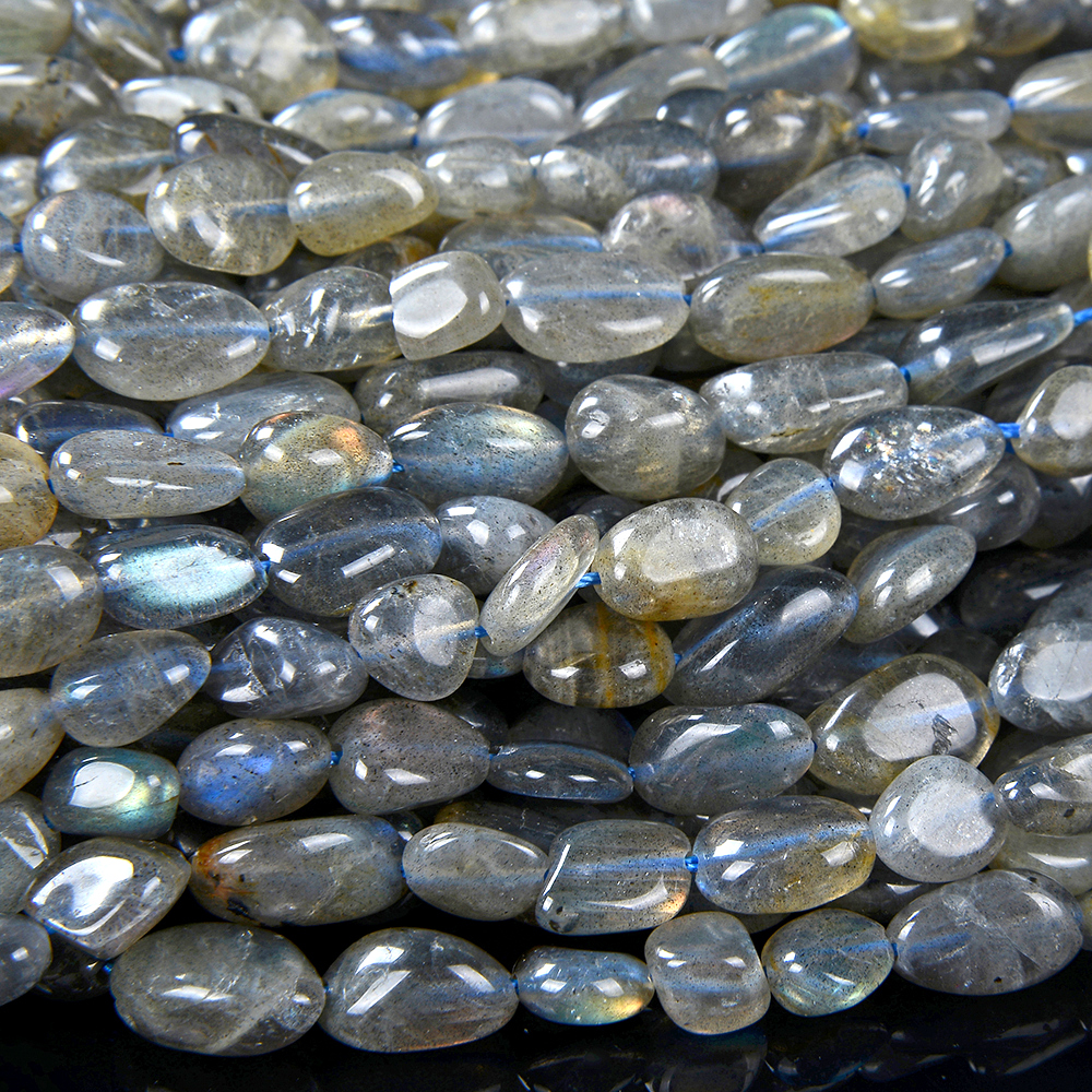 6-8MM Natural Labradorite Gemstone Pebble Nugget Loose Beads (D184) - Picture 4 of 9