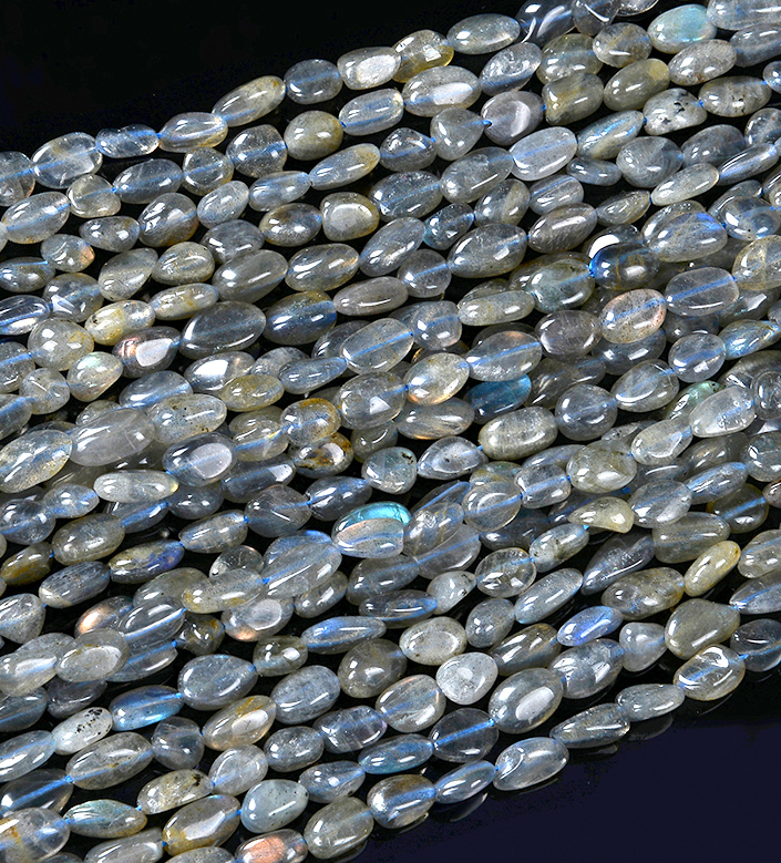 6-8MM Natural Labradorite Gemstone Pebble Nugget Loose Beads (D184) - Picture 8 of 9