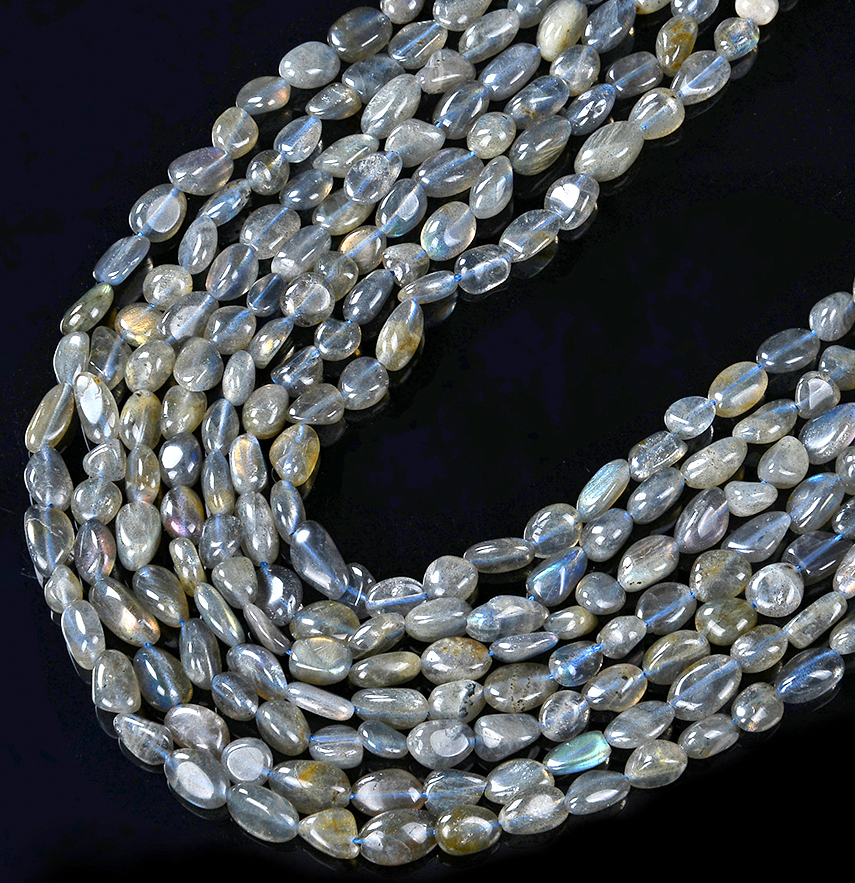 6-8MM Natural Labradorite Gemstone Pebble Nugget Loose Beads (D184) - Picture 9 of 9