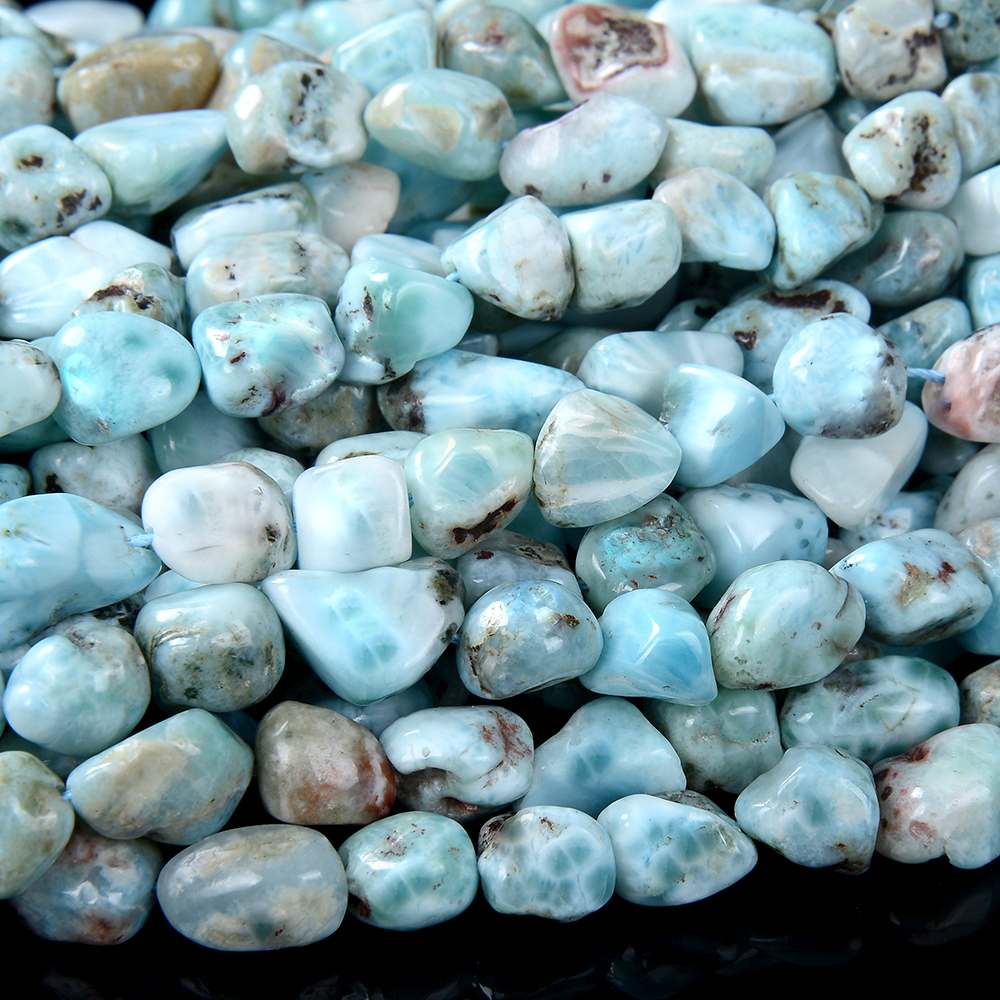 8-15MM Natural Larimar Gemstone Pebble Nugget Loose Beads (D186) - Picture 4 of 9