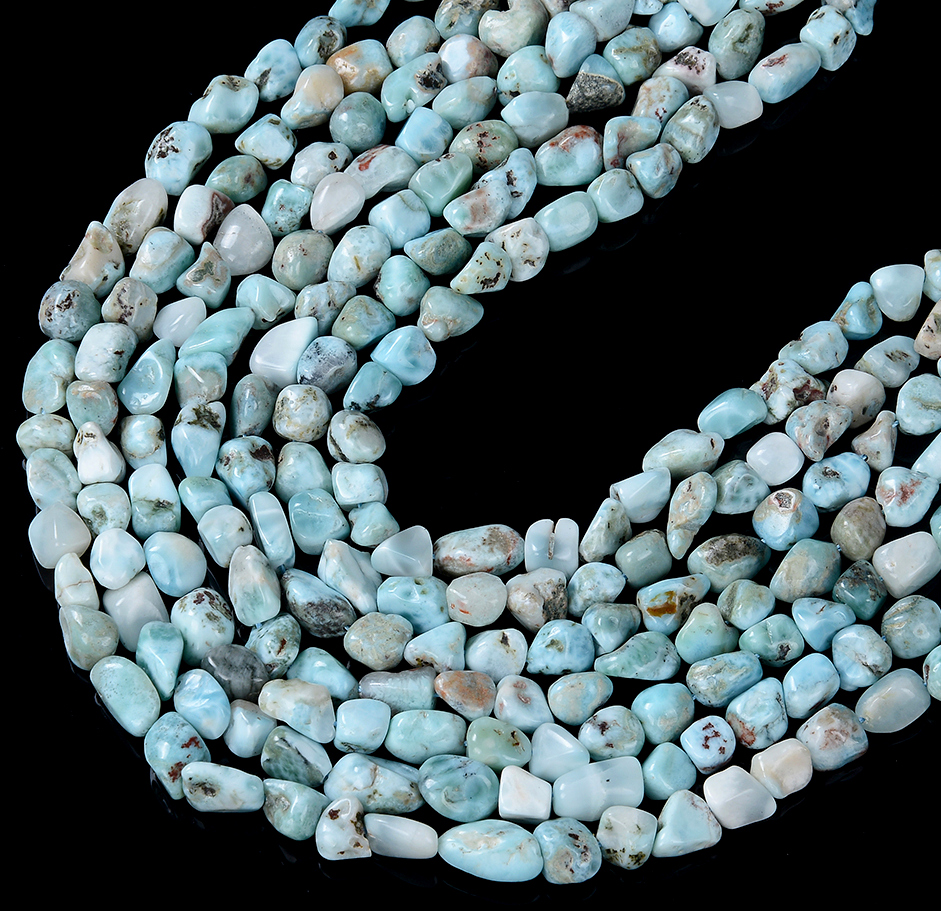8-15MM Natural Larimar Gemstone Pebble Nugget Loose Beads (D186) - Picture 6 of 9