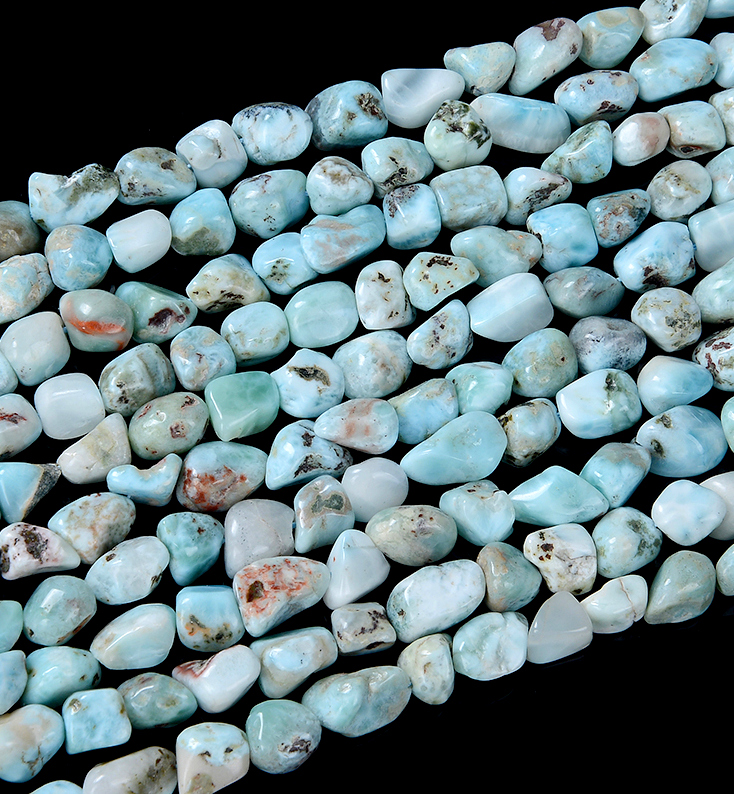 8-15MM Natural Larimar Gemstone Pebble Nugget Loose Beads (D186) - Picture 8 of 9