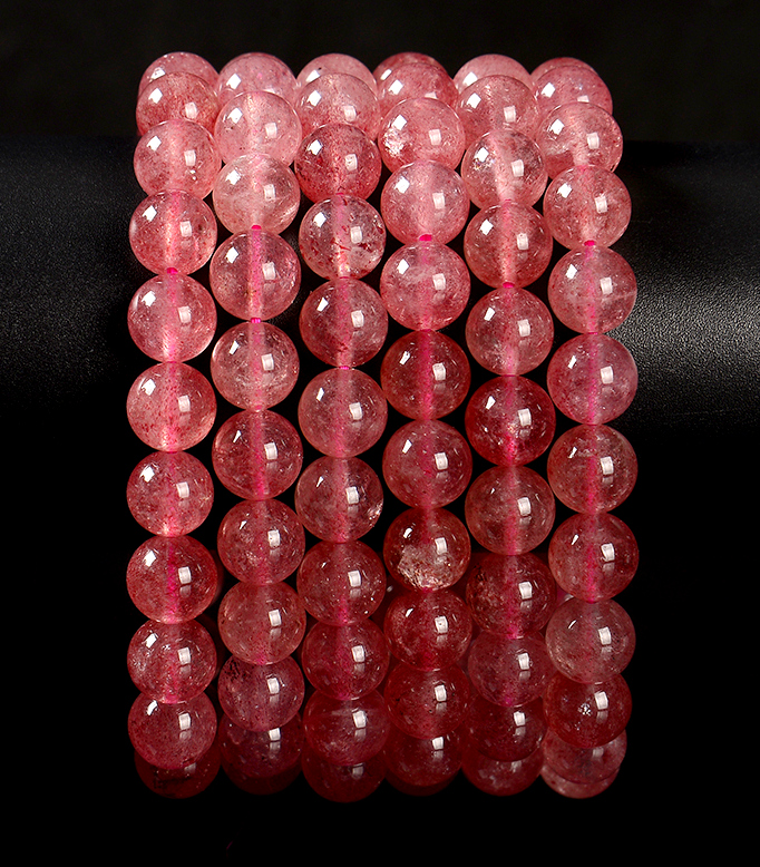 Natural Strawberry Quartz AAA Round Bracelet 6MM 7MM 8MM 9MM 7.5inch Strand(S36) - Picture 10 of 15