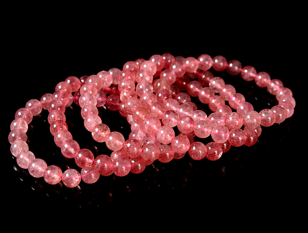 Natural Strawberry Quartz AAA Round Bracelet 6MM 7MM 8MM 9MM 7.5inch Strand(S36) - Picture 11 of 15