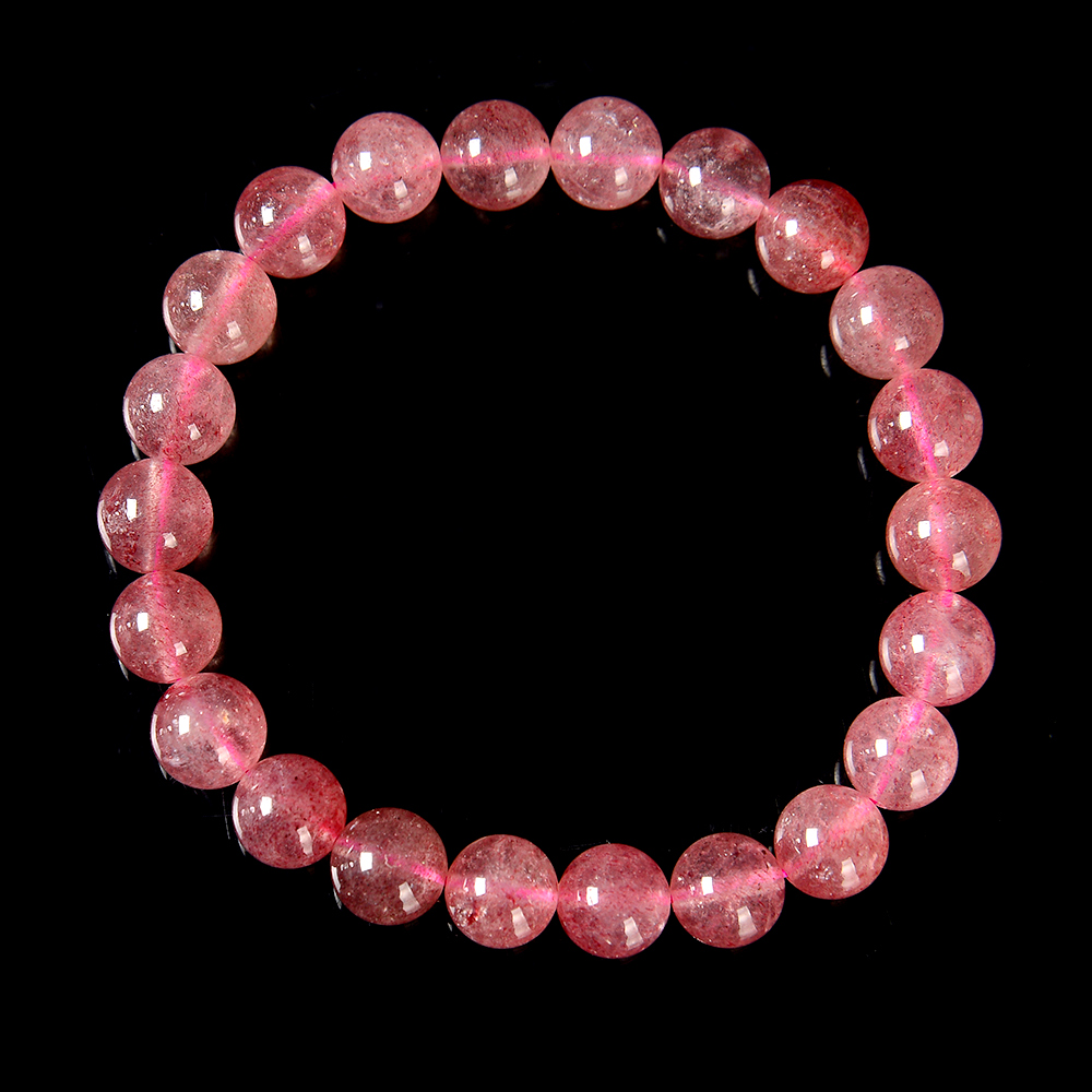 Natural Strawberry Quartz AAA Round Bracelet 6MM 7MM 8MM 9MM 7.5inch Strand(S36) - Picture 15 of 15