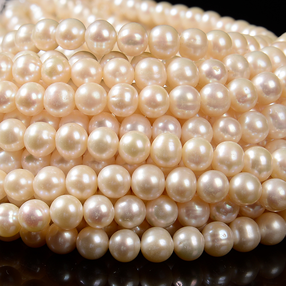 Ivory white Baroque Freshwater Pearl AAA Potato Round 7MM 8MM Loose Beads (S37)