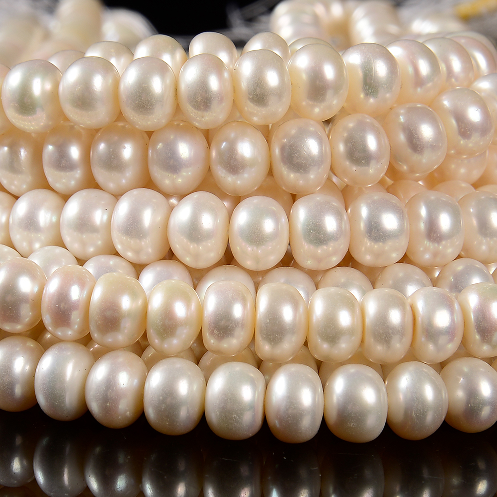 Ivory white Baroque Freshwater Pearl AAA Rondelle 9X6MM 10X8MM Loose Beads (S40)