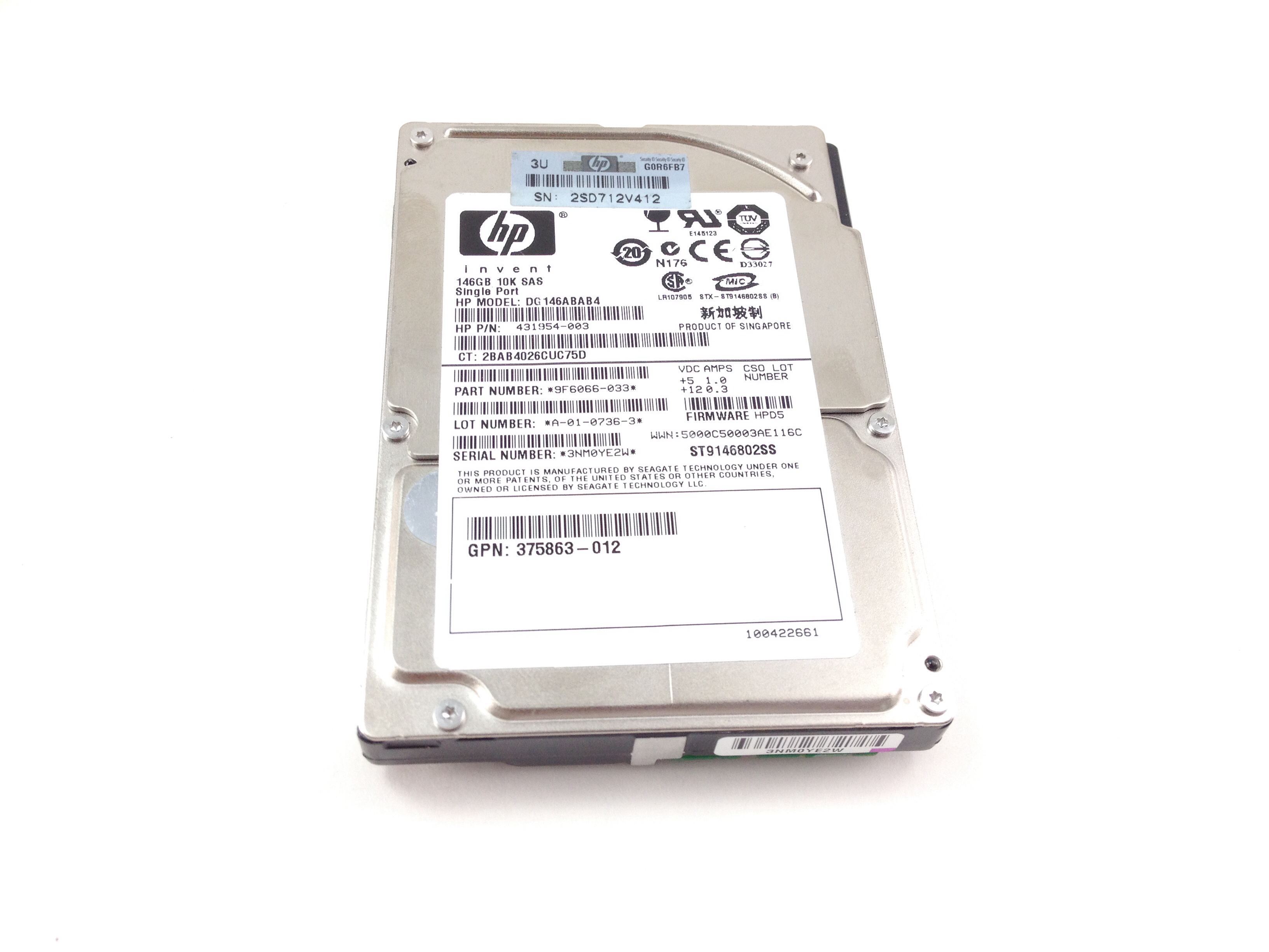 DG146ABAB4//ST9146802SS-HP 146GB 10K SAS 2.5 HOT-PLUG HD