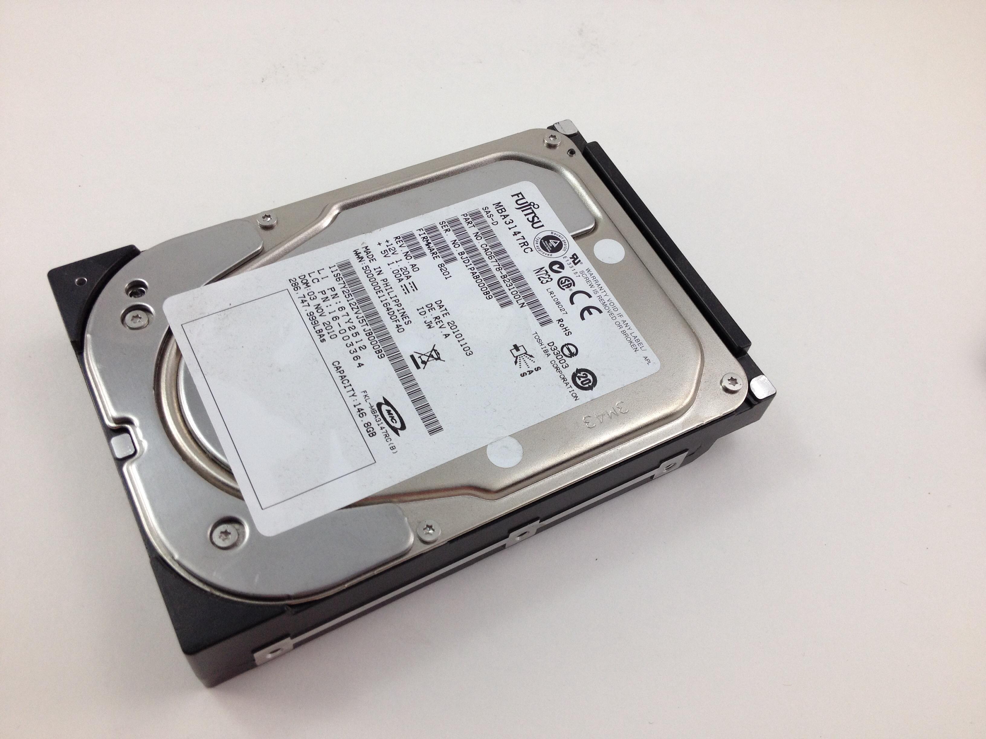 MBA3147RC Fujitsu 146GB 15K 3.5 SAS Hard Drive for Hot-Swap Servers CA06778