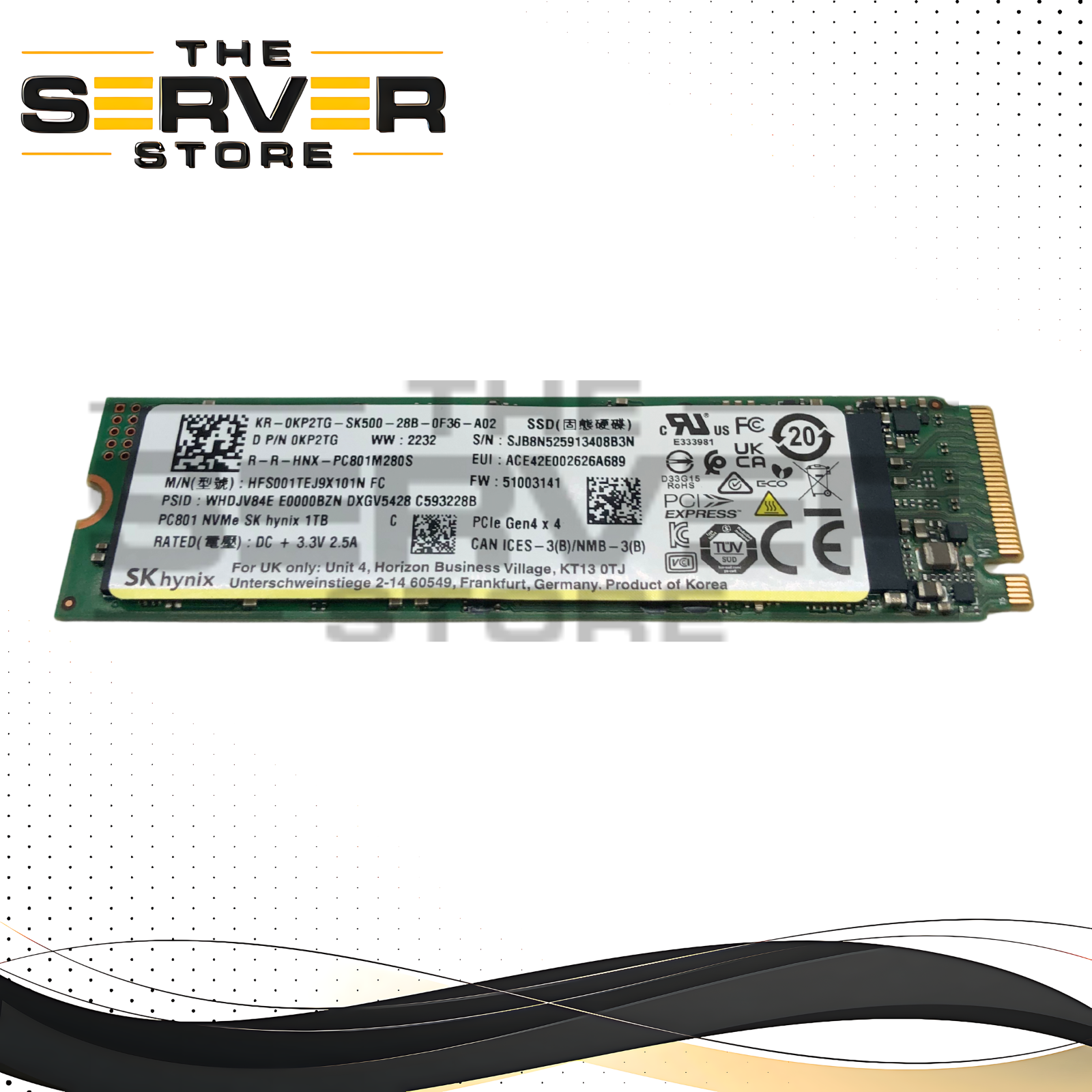 Dell 1TB NVMe 2280 M.2 PCIe G4 x4 SSD Hynix PC801 HFS001TEJ9X101N