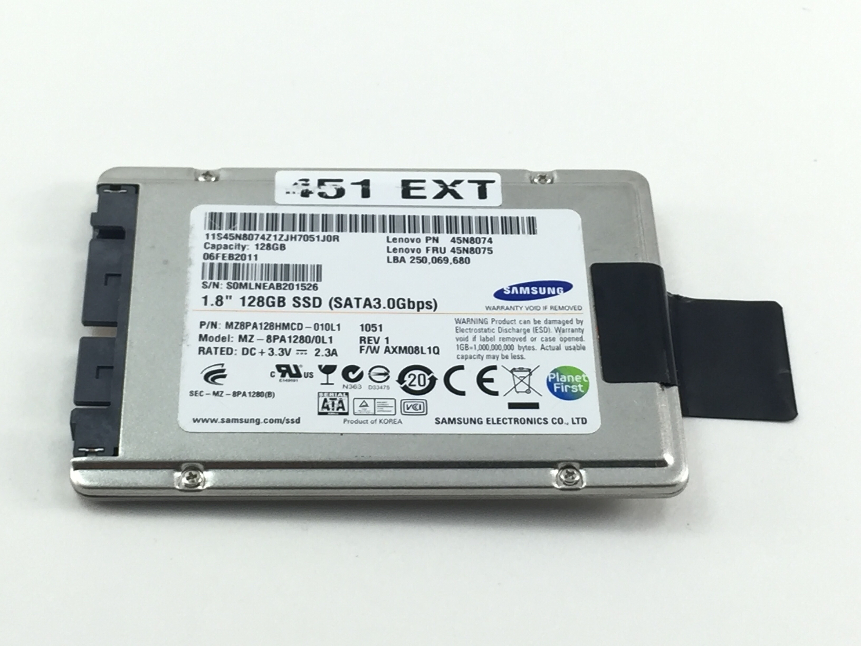 MZ8PA128HMCD 010L1 Lenovo Samsung 128GB 3Gbps SATA 1 8 Solid State Lenovo Samsung 128GB 3Gbps SATA 1 8 Solid State Hard Drive